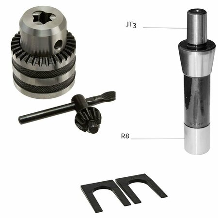 HHIP 3/4 in. JT3 Drill Chuck With Key, R8 Arbor & JT3 Chuck Wedges 9999-0027